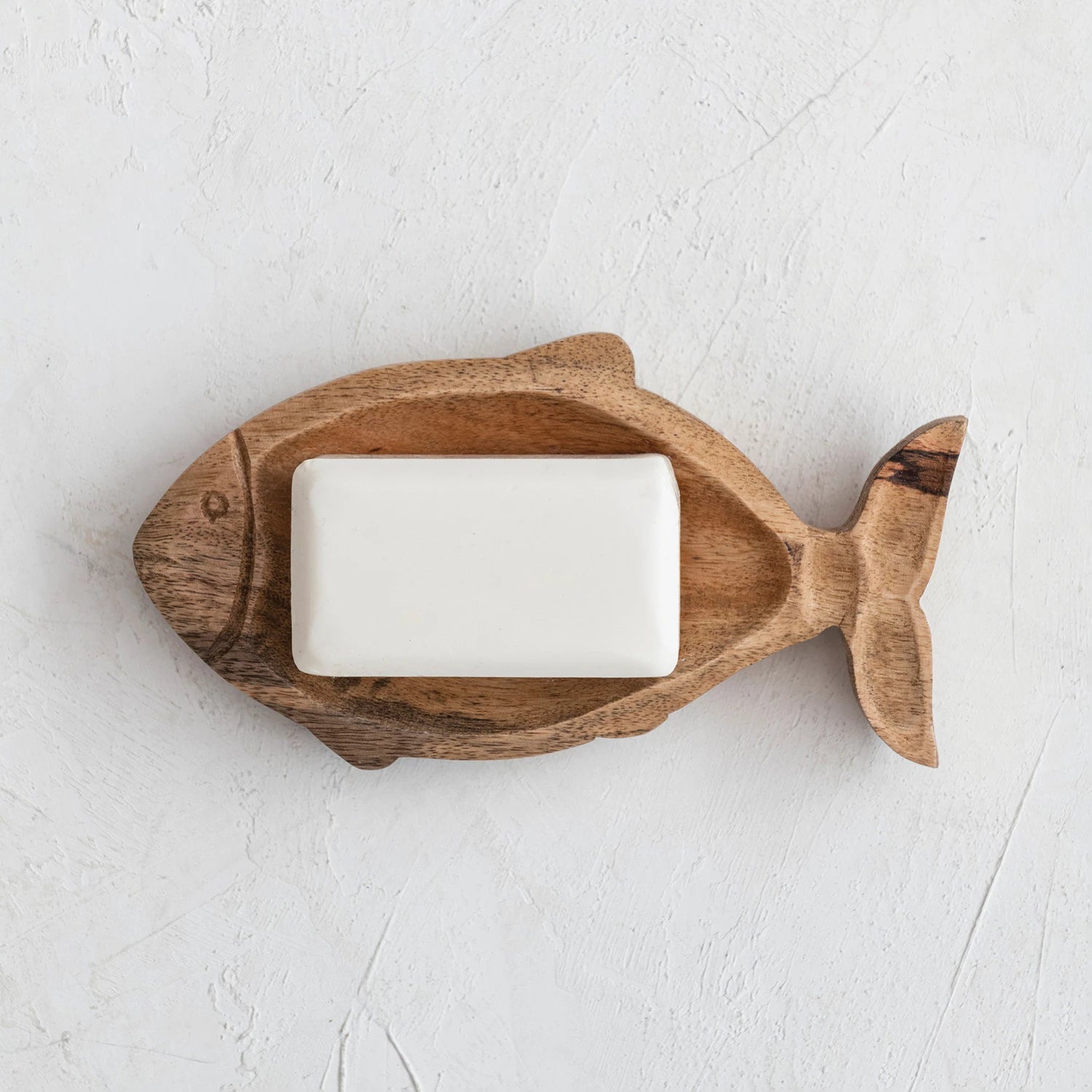 Hand-Carved Mango Wood Fish Shaped Dish, Natural