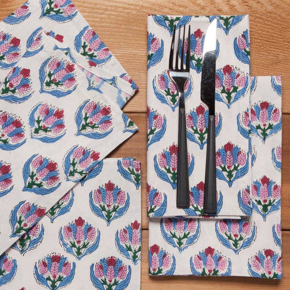 Bouquet Block Print Napkins Set of 4