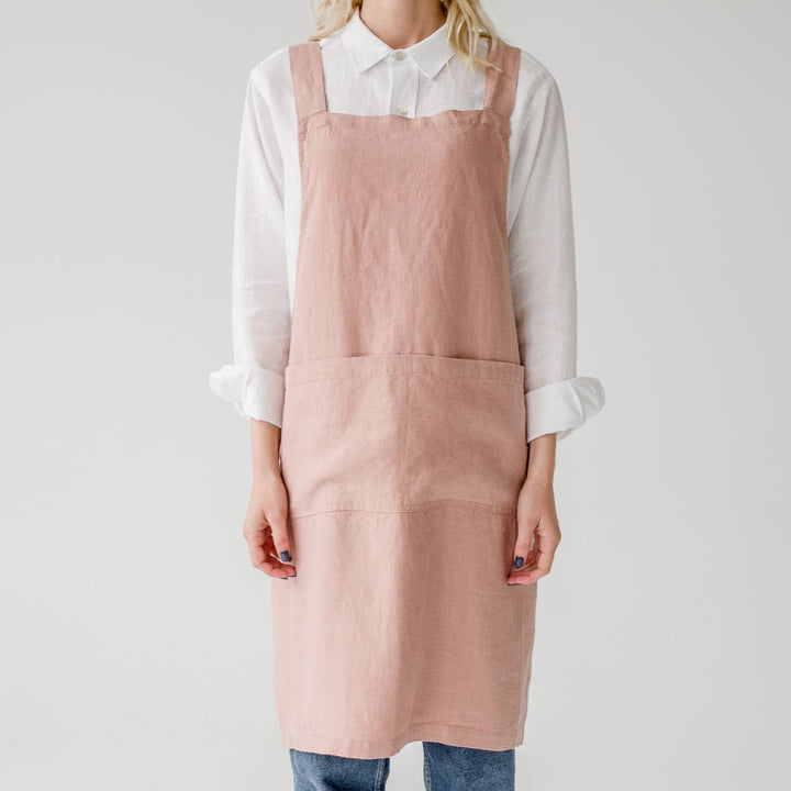 Cafe Creme Linen Crossback Apron