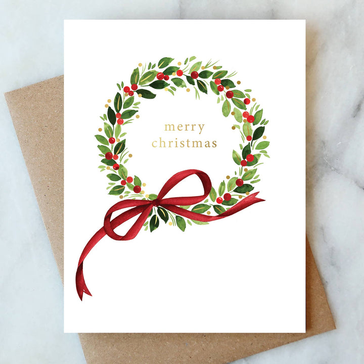 Berry Holly Wreath Holiday Card | Christmas Holiday Card
