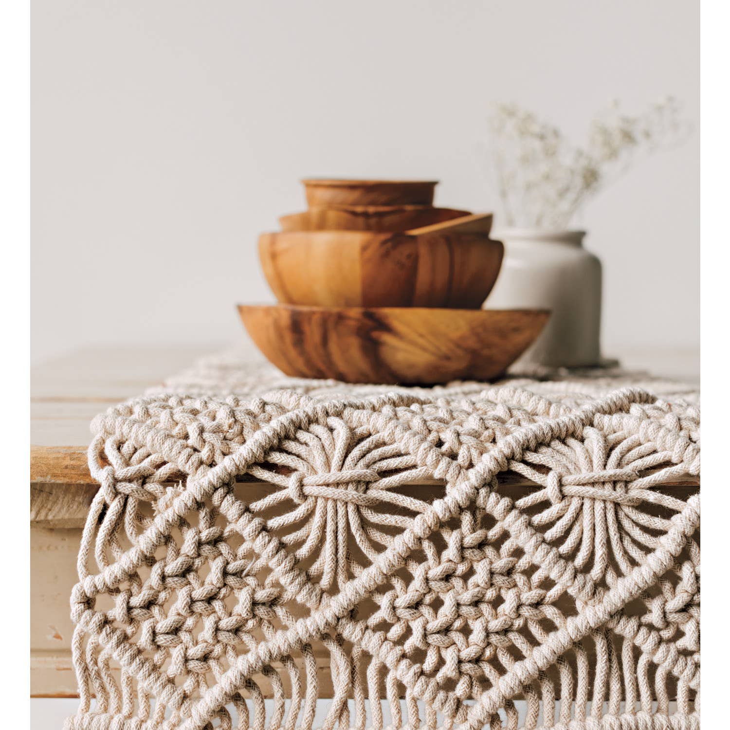 Natural Macrame Table Runner