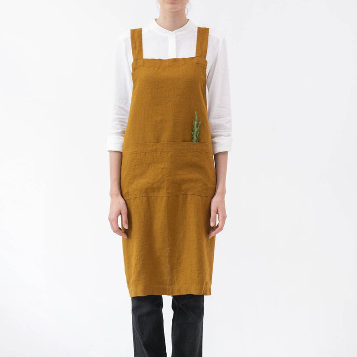 Bronze Linen Crossback Apron