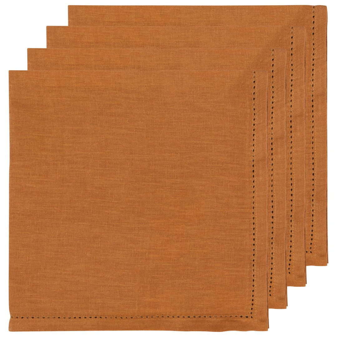 Amber Hemstitch Linen Napkins Set of 4