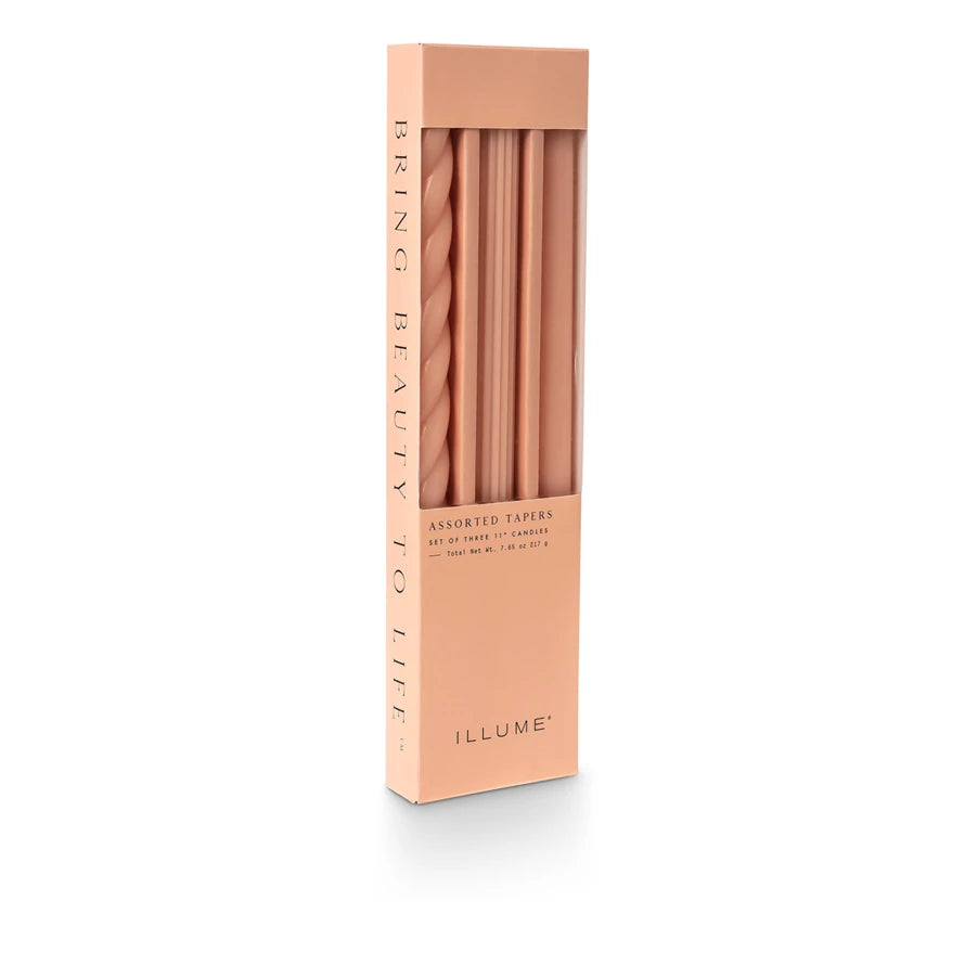 Assorted Candle Tapers 3-Pack - Coral