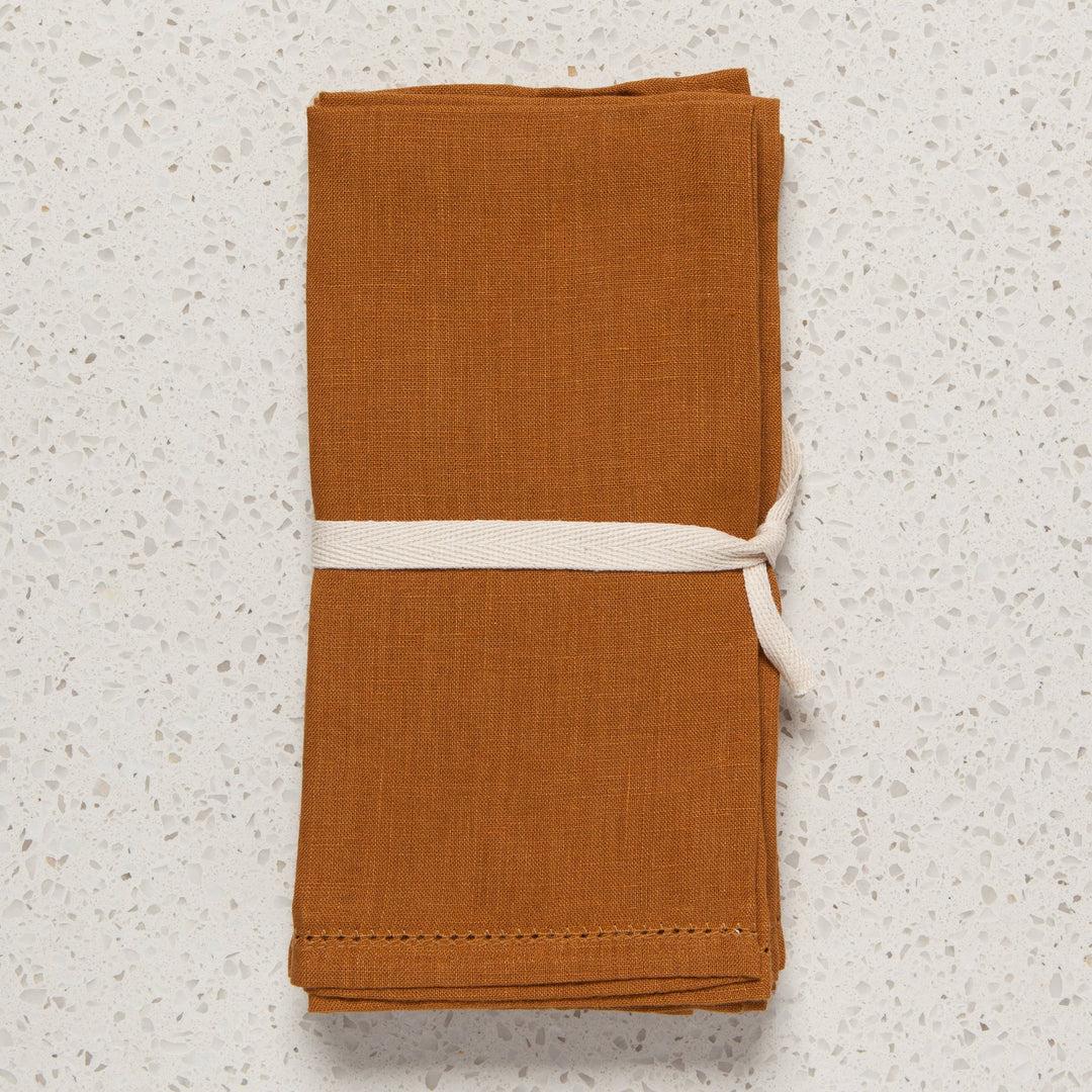 Amber Hemstitch Linen Napkins Set of 4