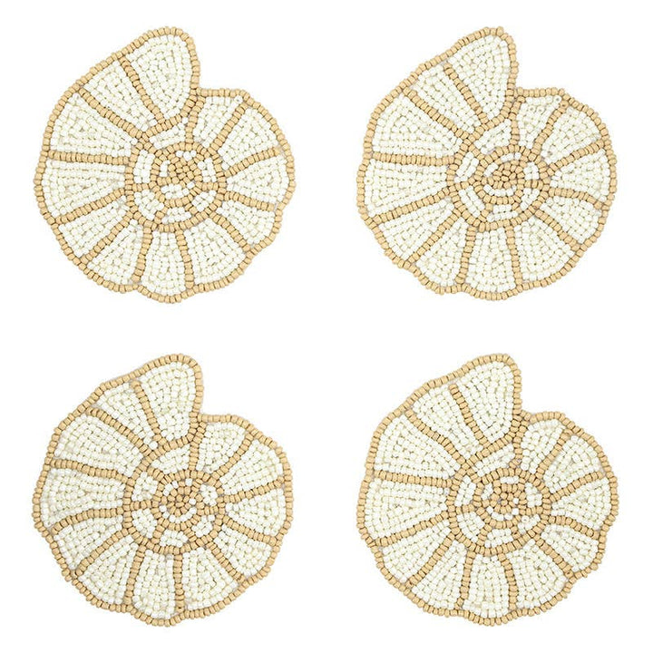 Shell Beaded Coasters, Set of 4