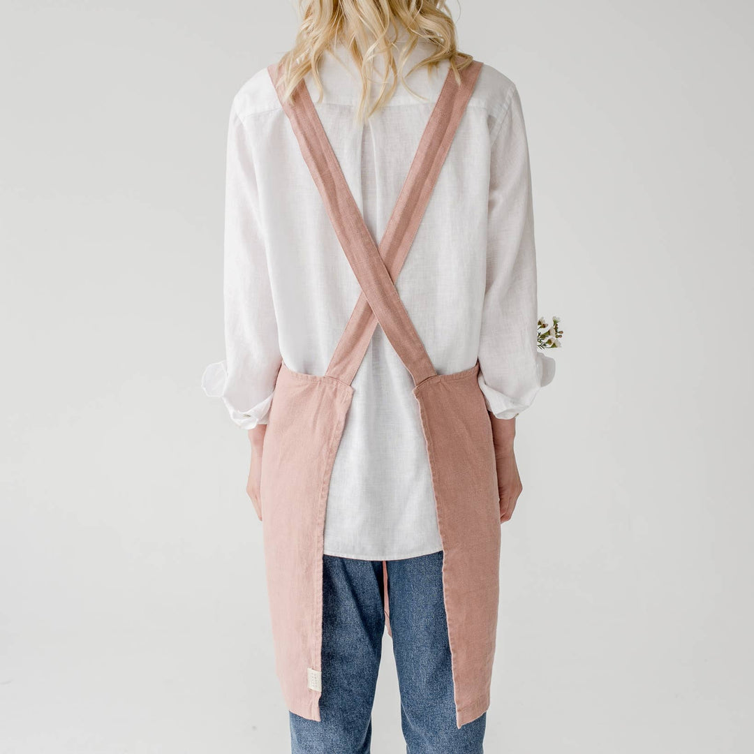 Cafe Creme Linen Crossback Apron