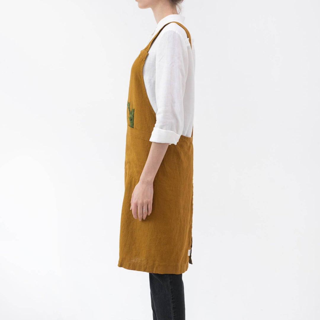 Bronze Linen Crossback Apron