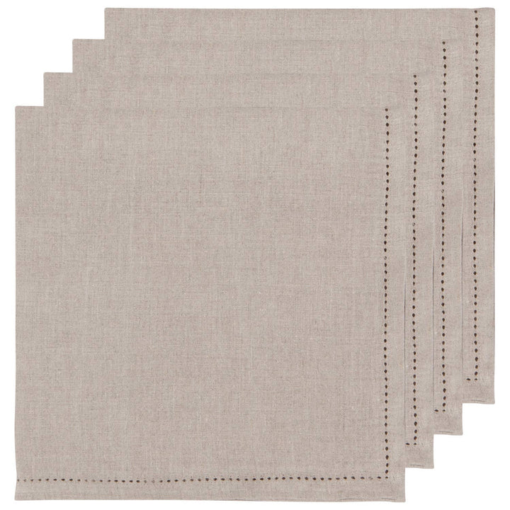 Natural Hemstitch Linen Napkins Set of 4