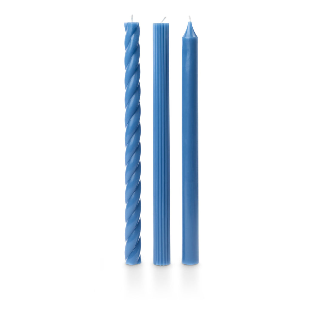 Assorted Candle Tapers 3-Pack - Rain Blue