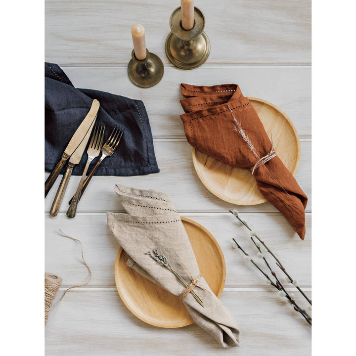 Amber Hemstitch Linen Napkins Set of 4