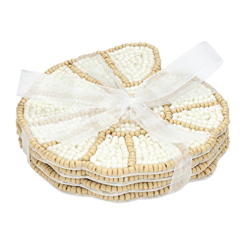 Shell Beaded Coasters, Set of 4