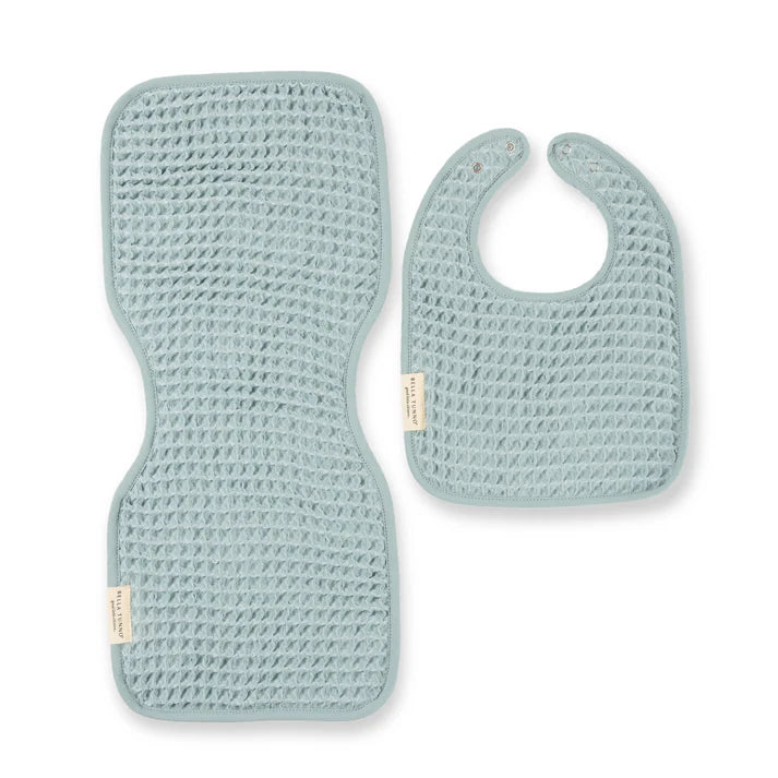 Bella Tunno Reversible Bib + Burp Set Fog
