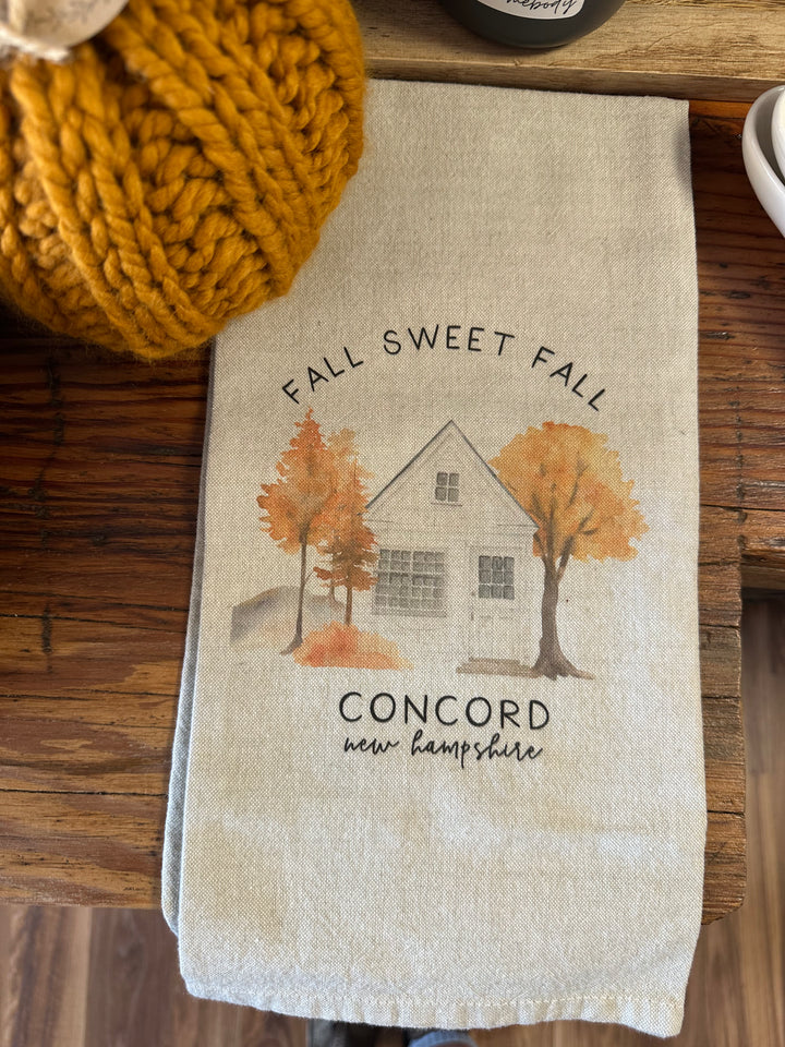 Concord, NH Fall Home Tea Towel: Natural • Cotton/Linen Blend