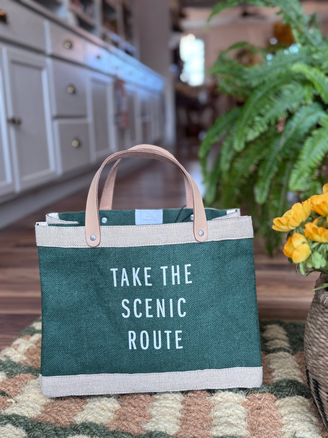 'Take the Scenic Route' Petite Market Bag in Green