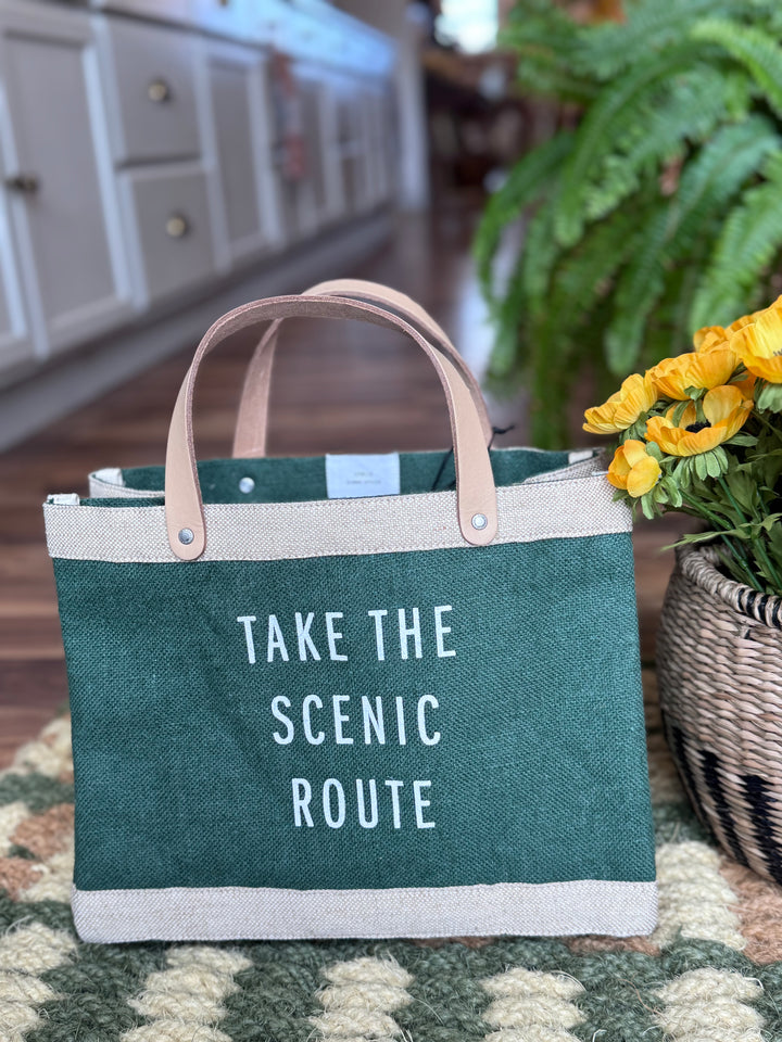 'Take the Scenic Route' Petite Market Bag in Green