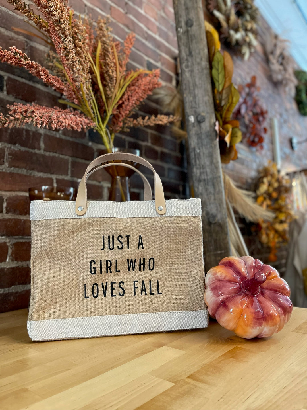 'Just a Girl who Loves Fall' Petite Market Bag