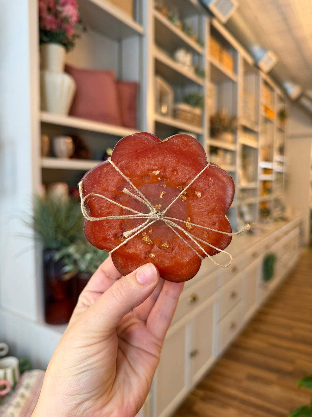 Coral Flower Shaped Coasters with Gold Foil, Set of 4