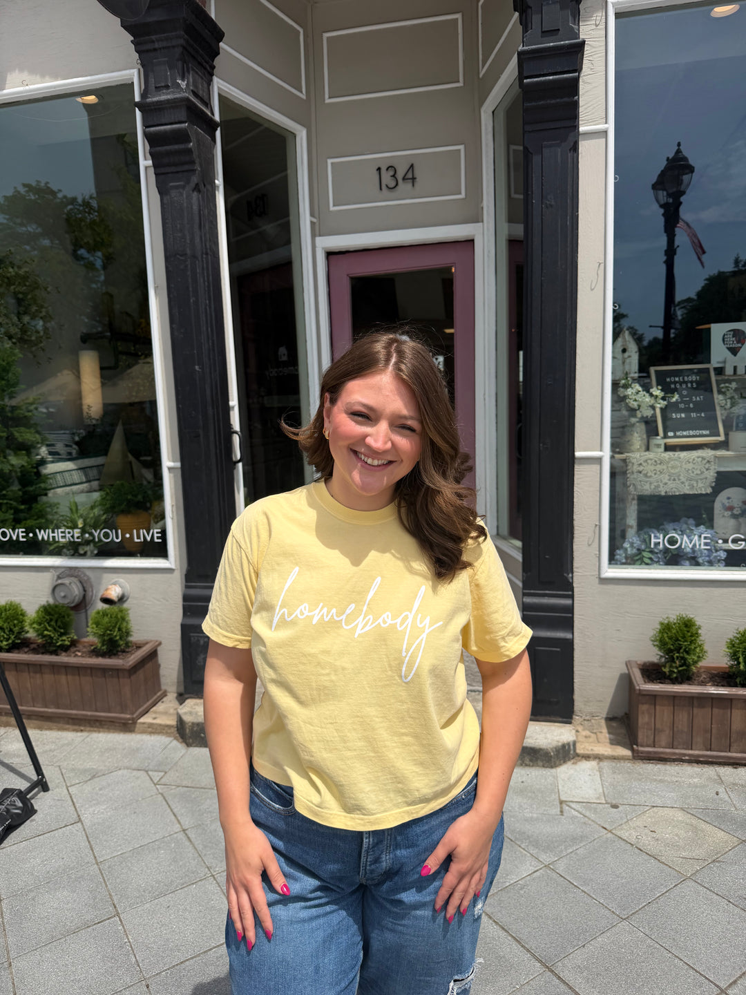 Homebody Boxy Cropped Tee - Butter Yellow