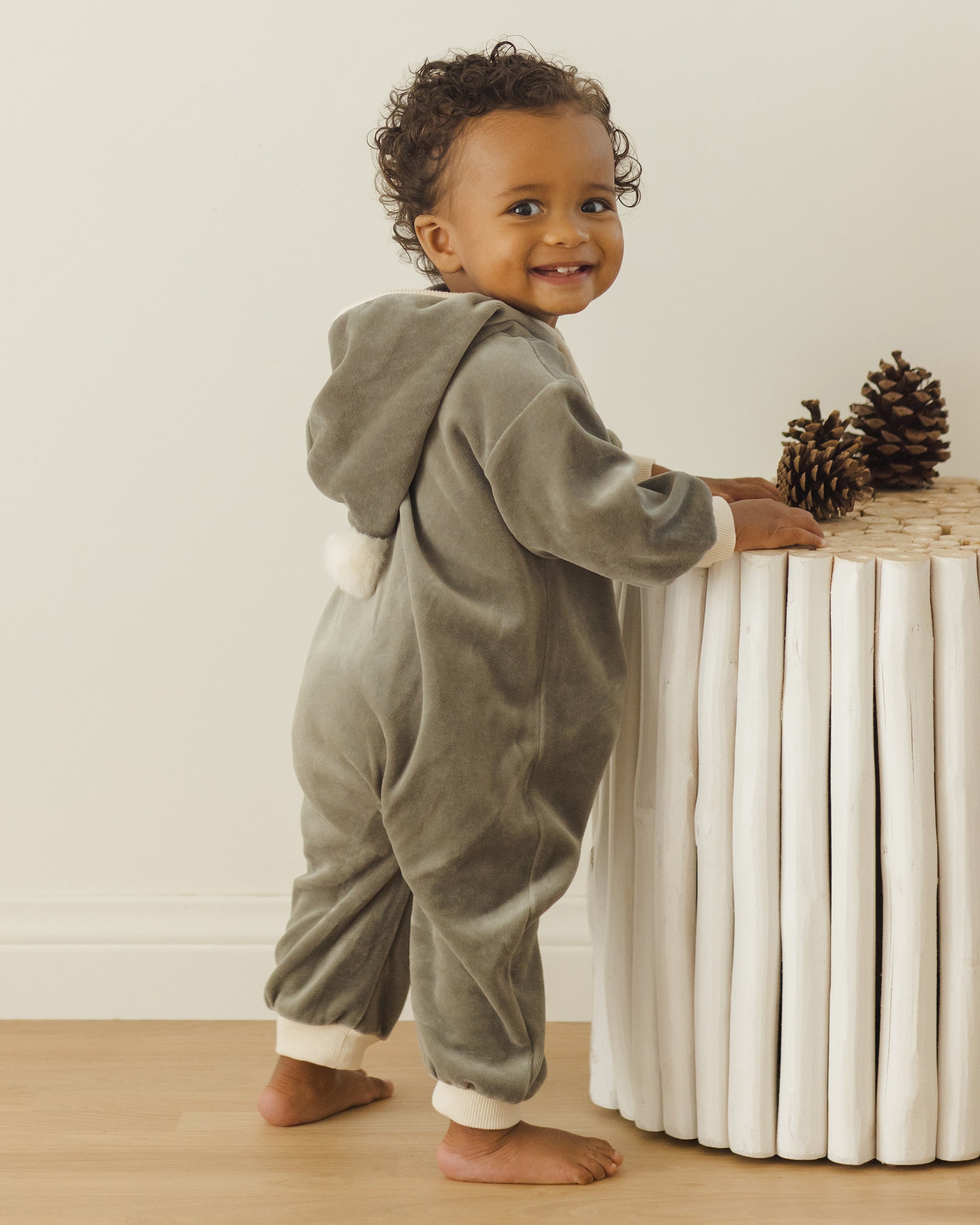 Quincy Mae Velour Zip Jumpsuit || Forest
