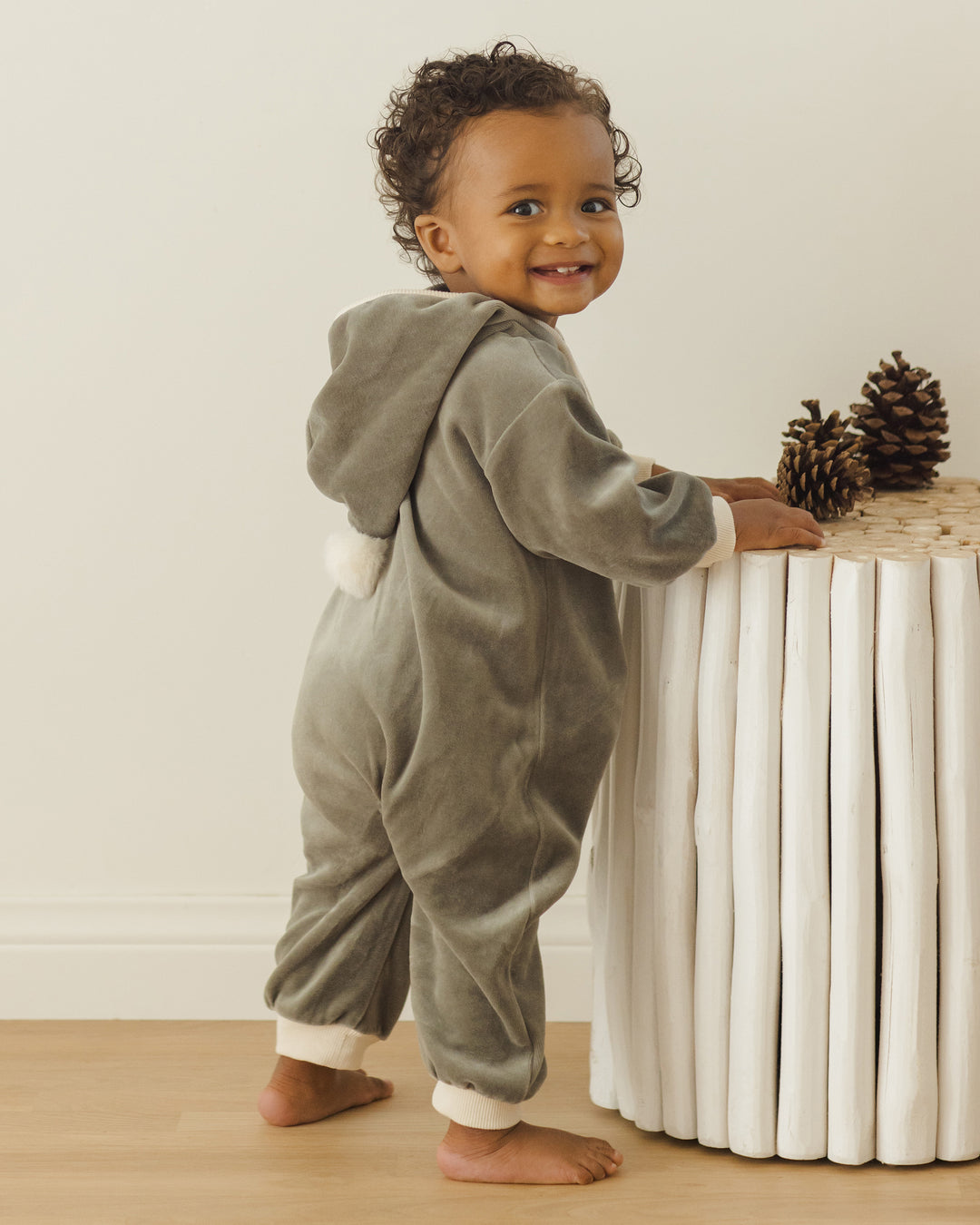 Quincy Mae Velour Zip Jumpsuit || Forest