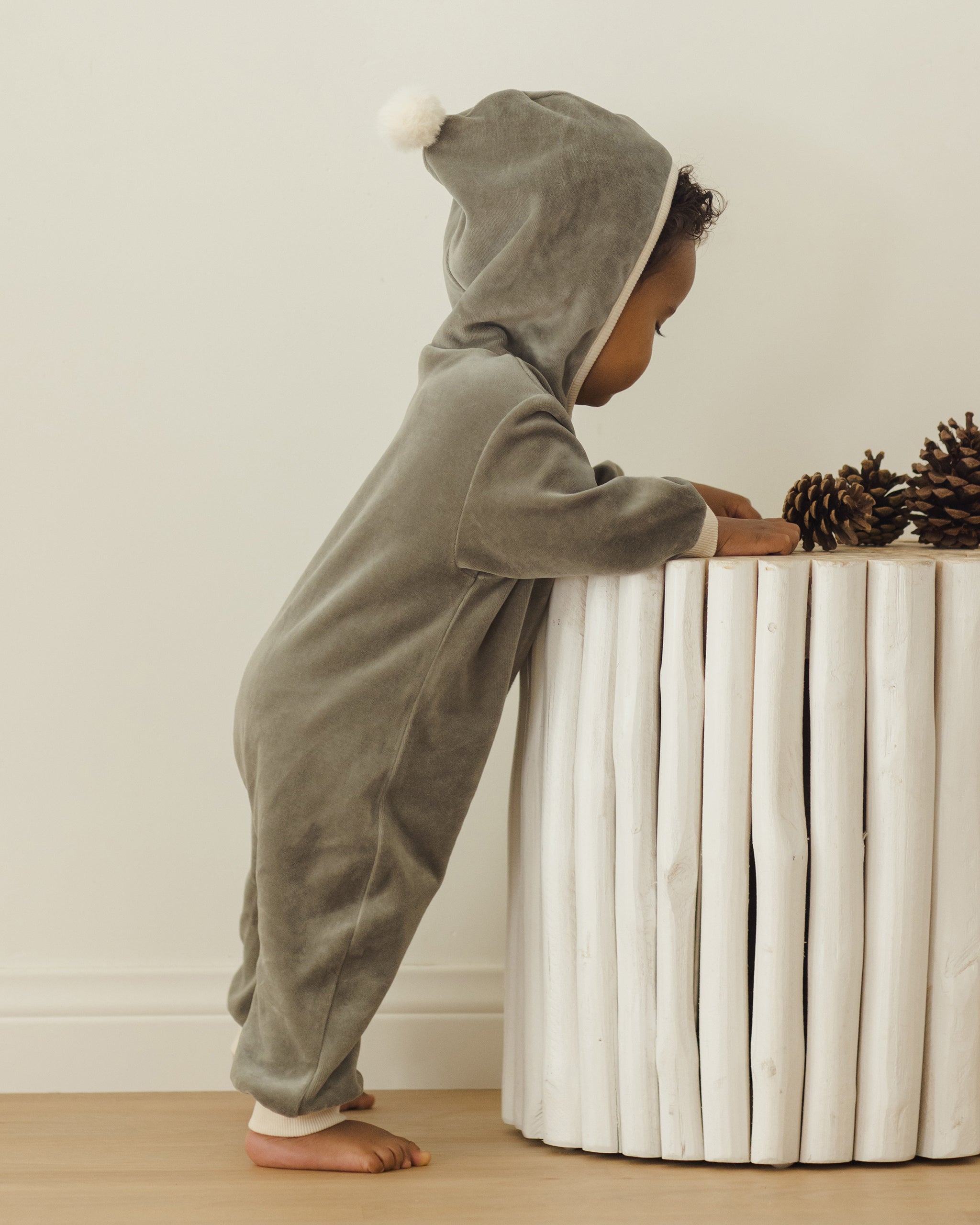 Quincy Mae Velour Zip Jumpsuit || Forest