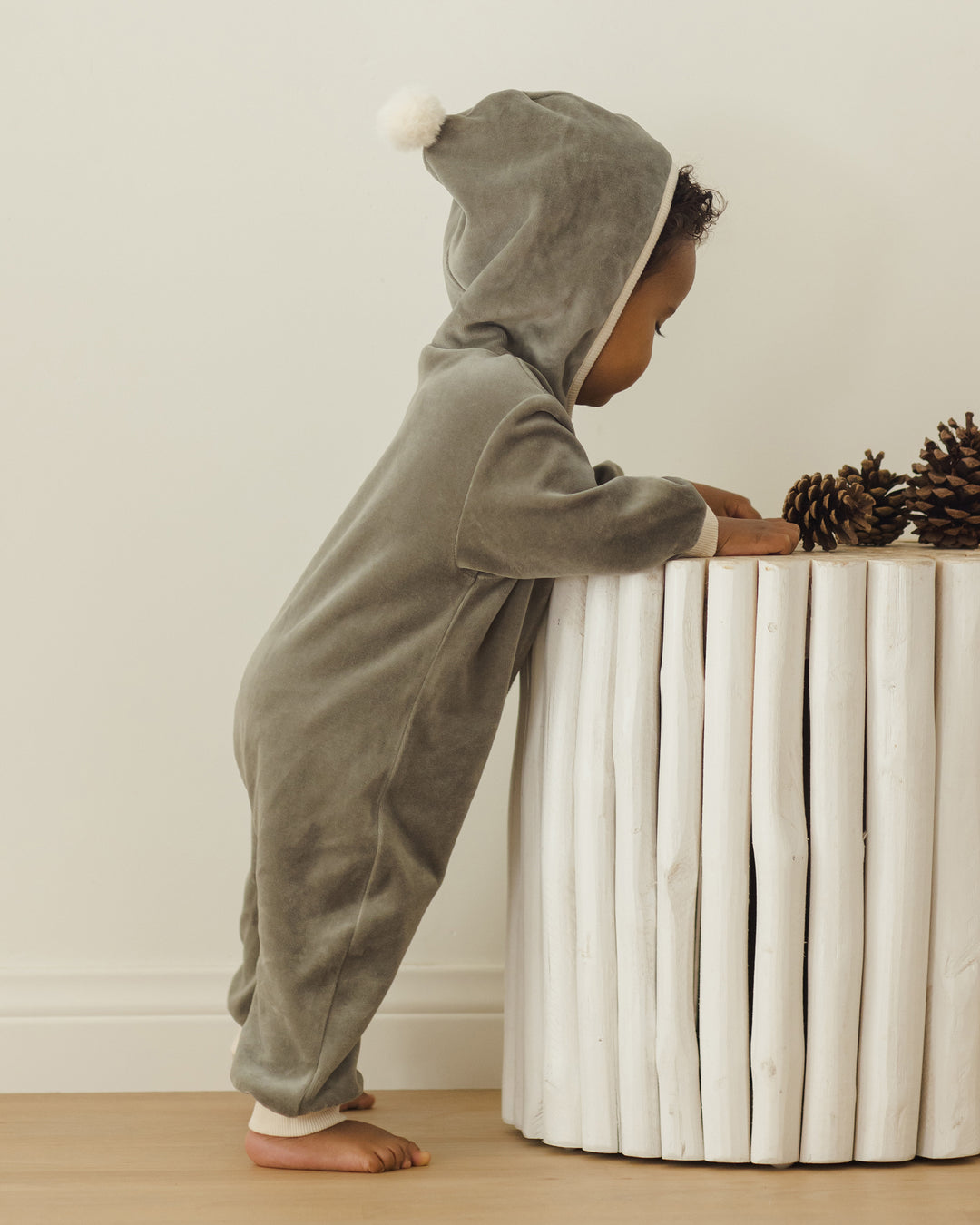 Quincy Mae Velour Zip Jumpsuit || Forest