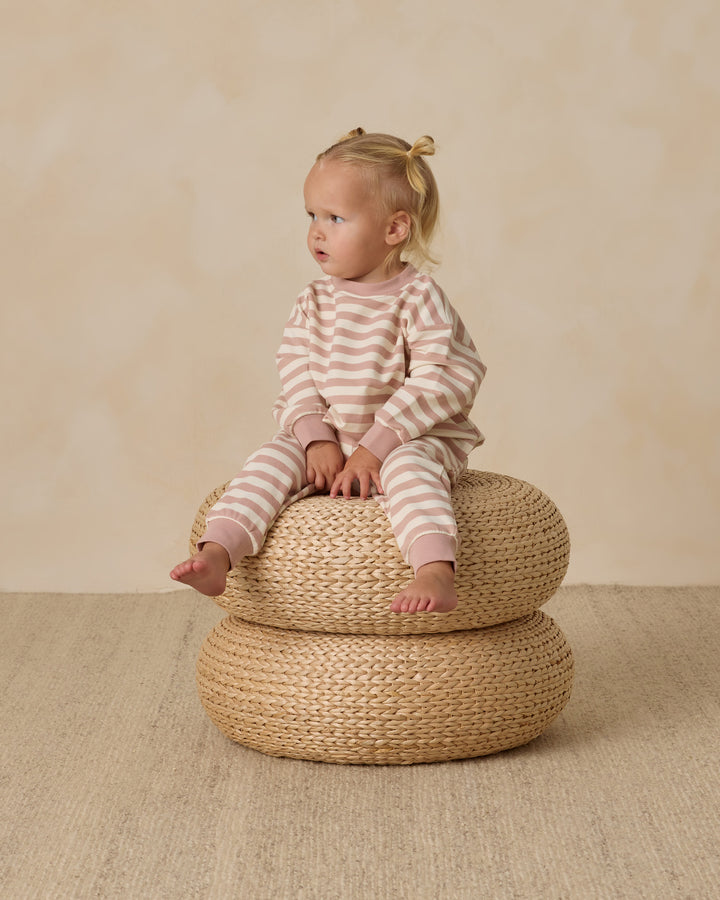 Quincy Mae Relaxed Sweatshirt || Pink Stripe