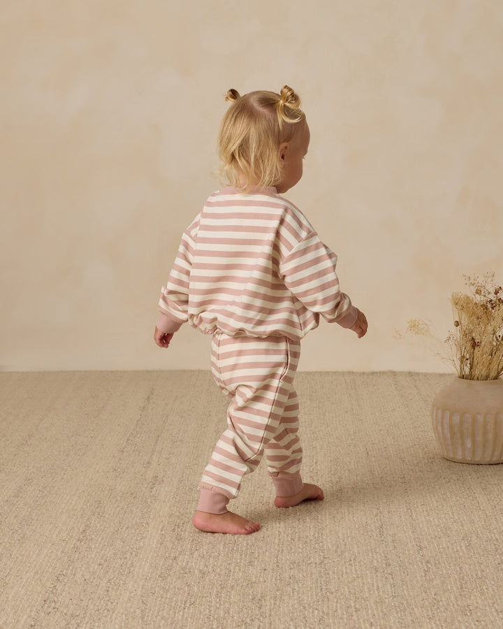 Quincy Mae Relaxed Sweatshirt || Pink Stripe