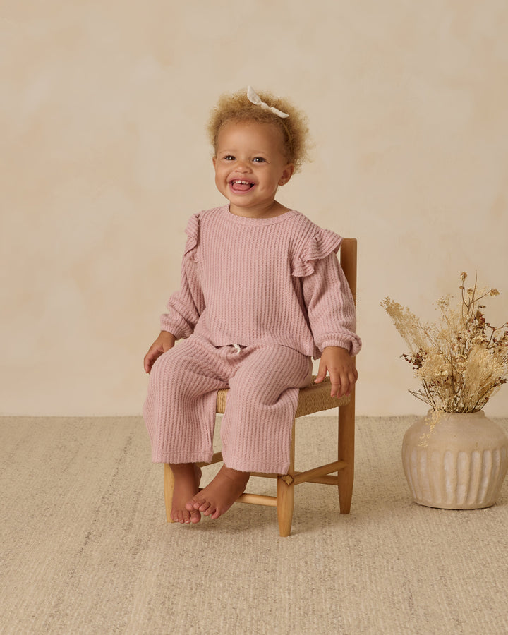 Quincy Mae Ruffle Cozy Set || Rose
