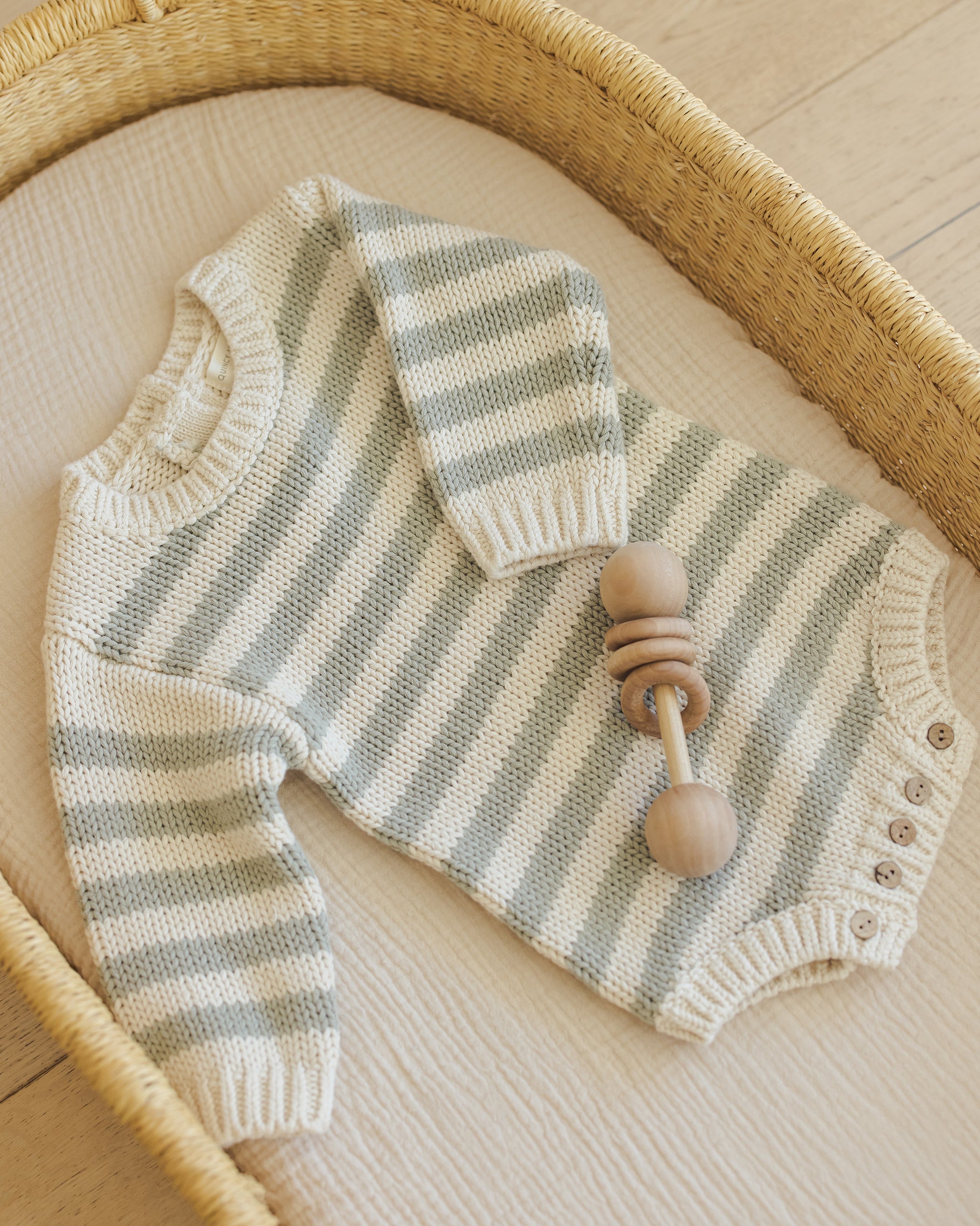 Quincy Mae Rex Romper || Fern Stripe