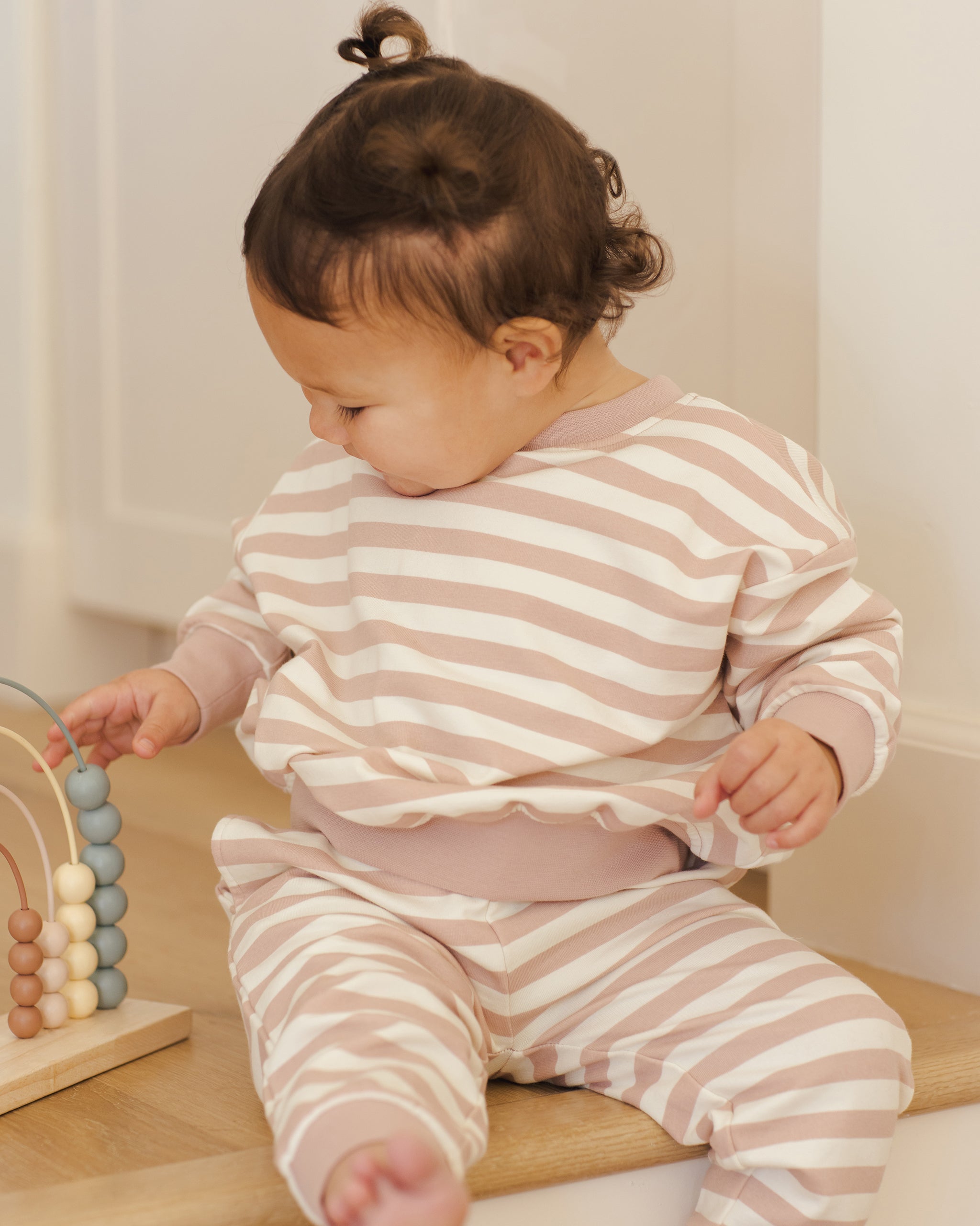 Quincy Mae Relaxed Sweatshirt || Pink Stripe