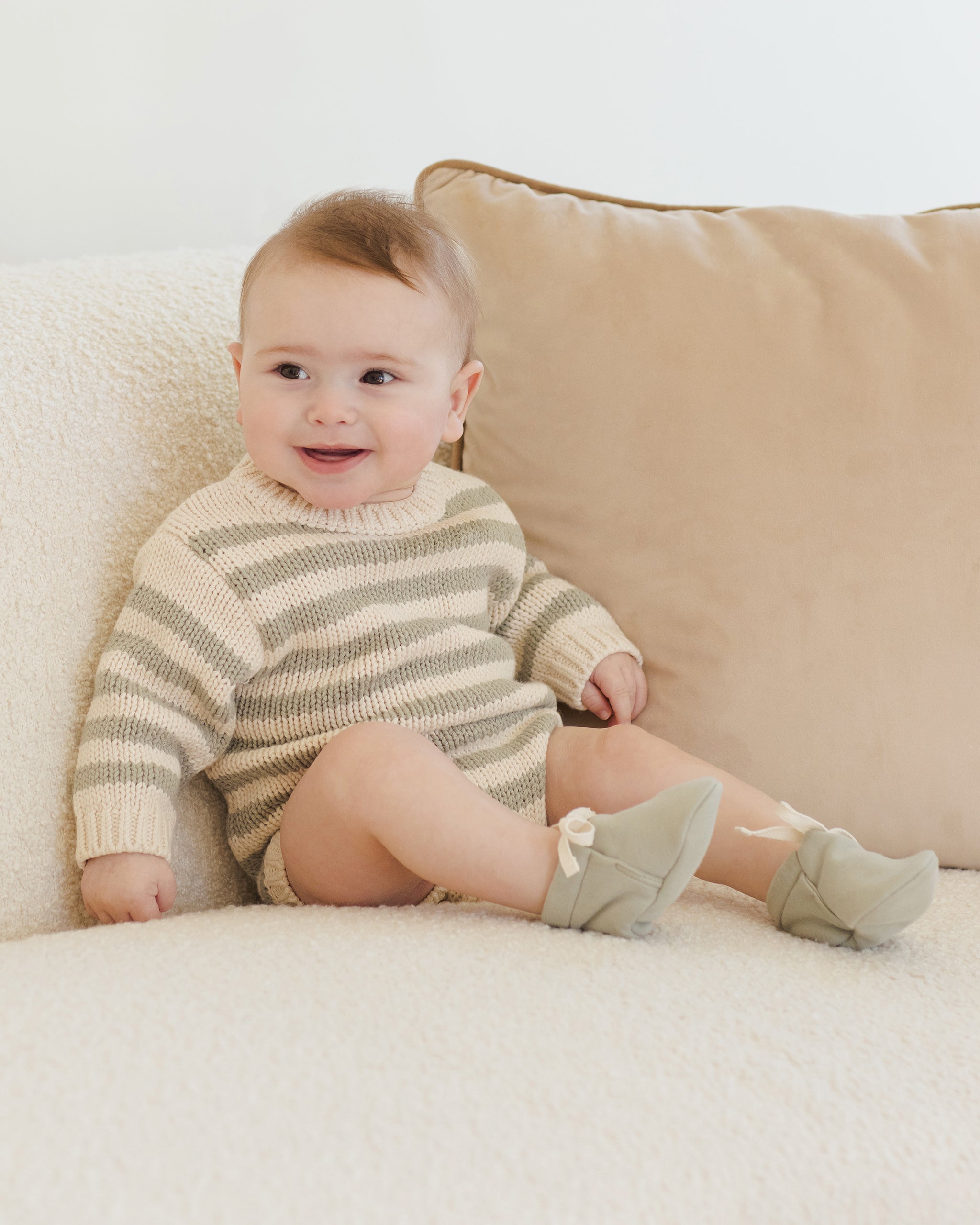 Quincy Mae Rex Romper || Fern Stripe