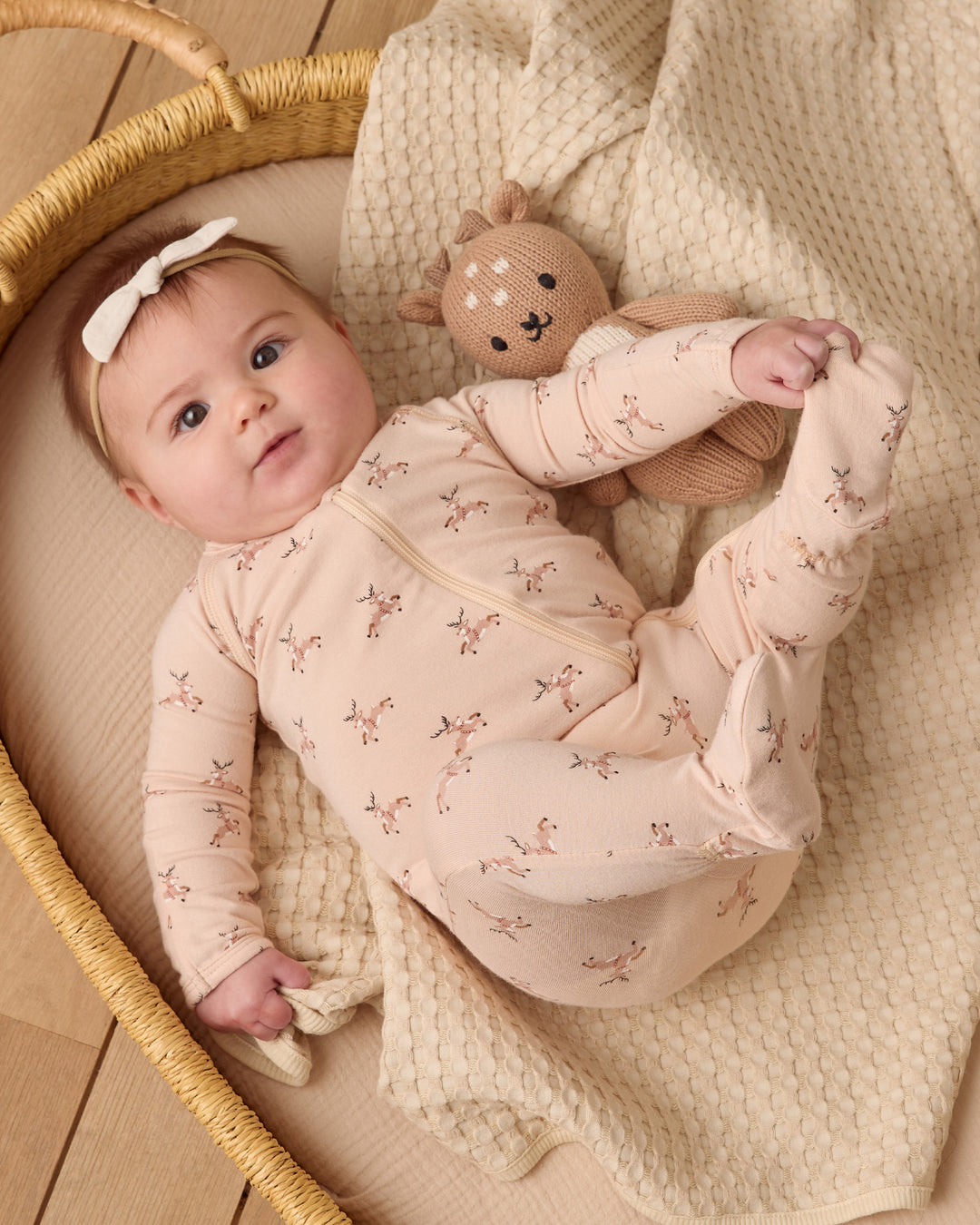 Quincy Mae Bamboo Zip Footie || Reindeer
