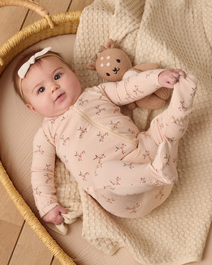 Quincy Mae Bamboo Zip Footie || Reindeer