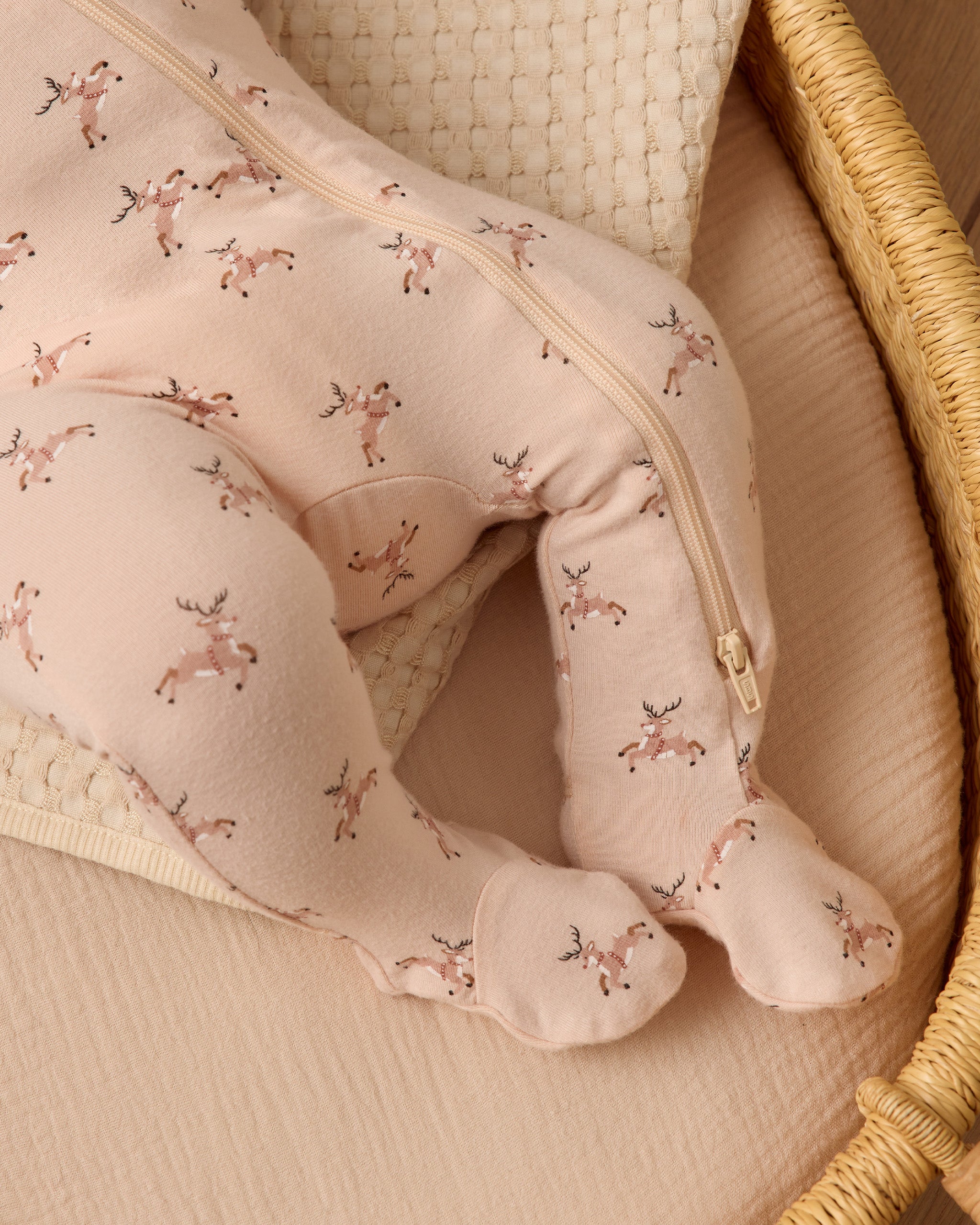 Quincy Mae Bamboo Zip Footie || Reindeer