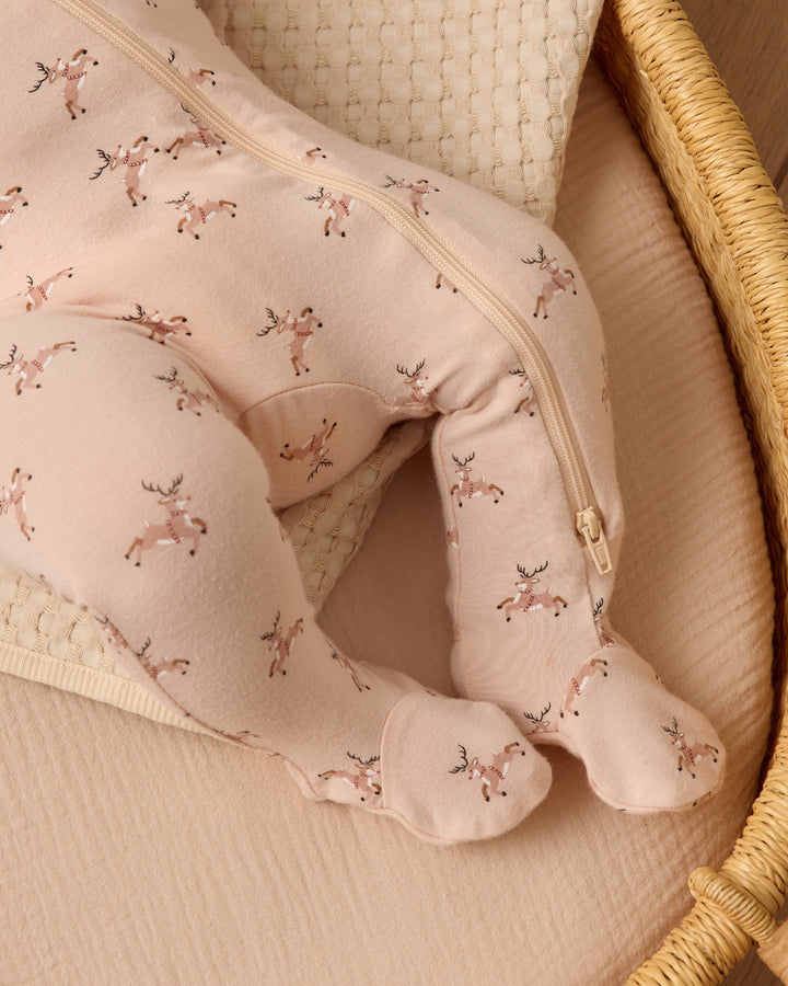Quincy Mae Bamboo Zip Footie || Reindeer