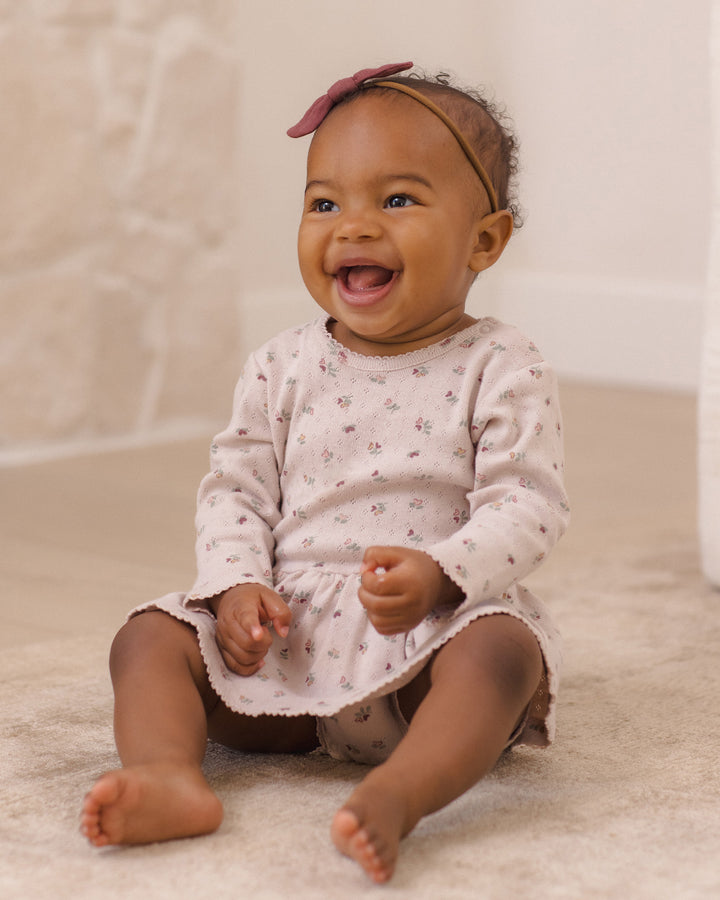Quincy Mae Pointelle Skirted Bodysuit || Heart Ditsy
