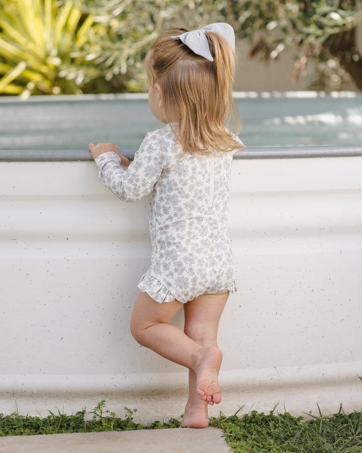 Quincy Mae Olivia Rashguard One-Piece || Blue Floral