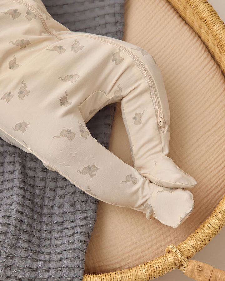 Quincy Mae Bamboo Zip Footie || Elephant