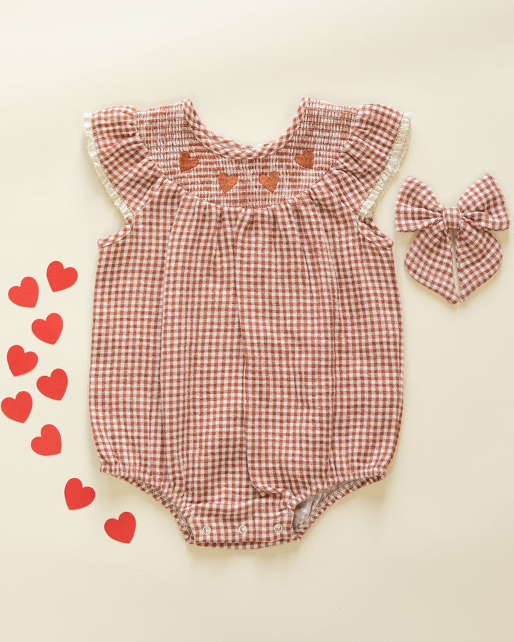 Quincy Mae Lenore Romper || Red Gingham