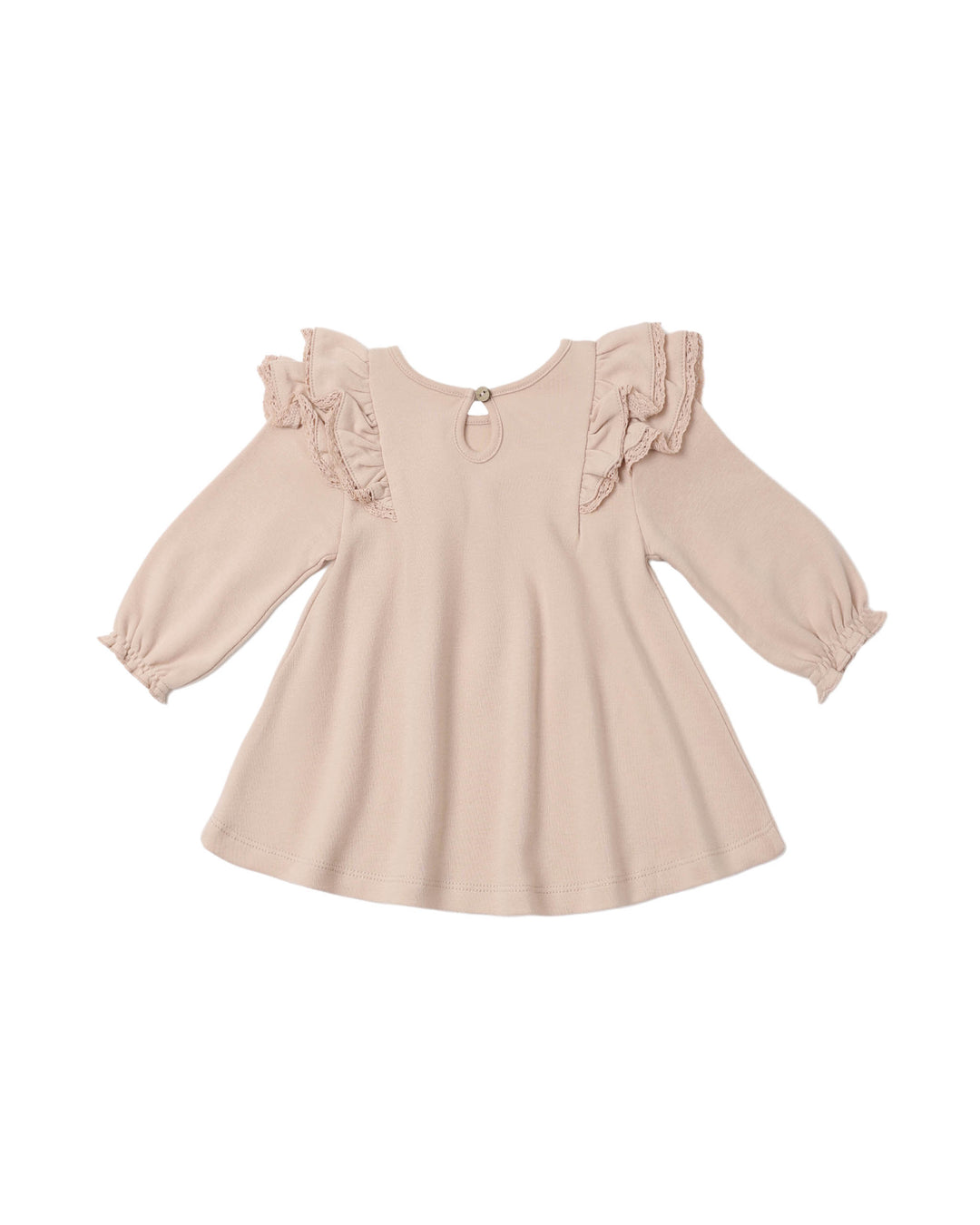 Quincy Mae Long Sleeve Flutter Dress || Dusty Rose