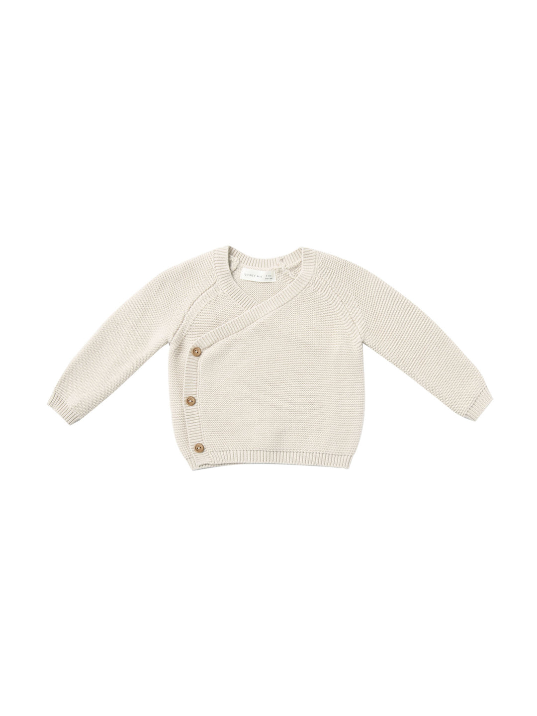 Quincy Mae knit wrap top || natural