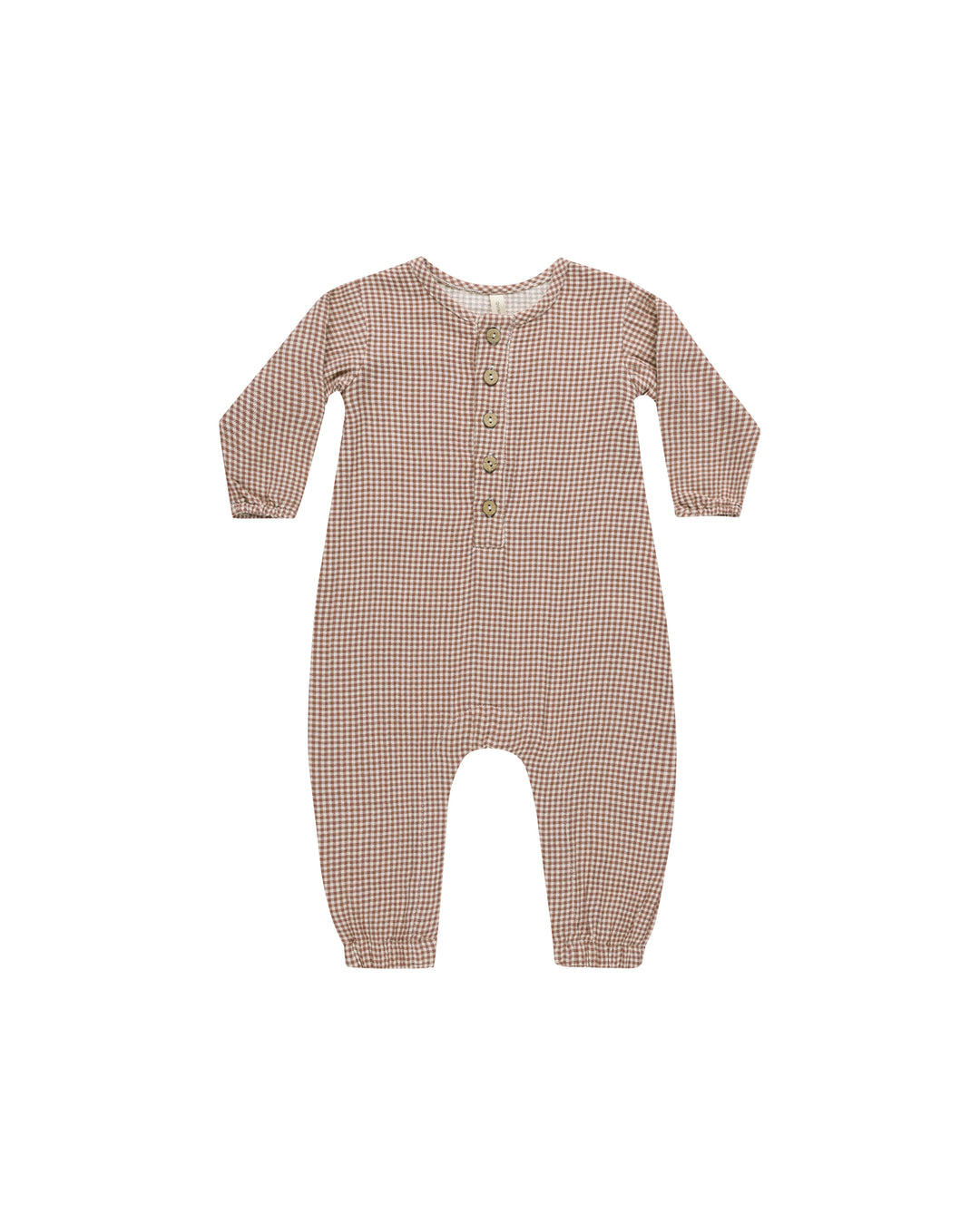 Quincy Mae Woven Jumpsuit || Plum Gingham