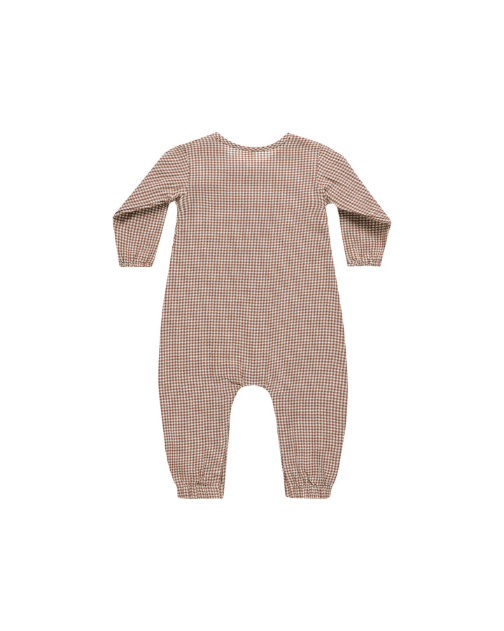 Quincy Mae Woven Jumpsuit || Plum Gingham