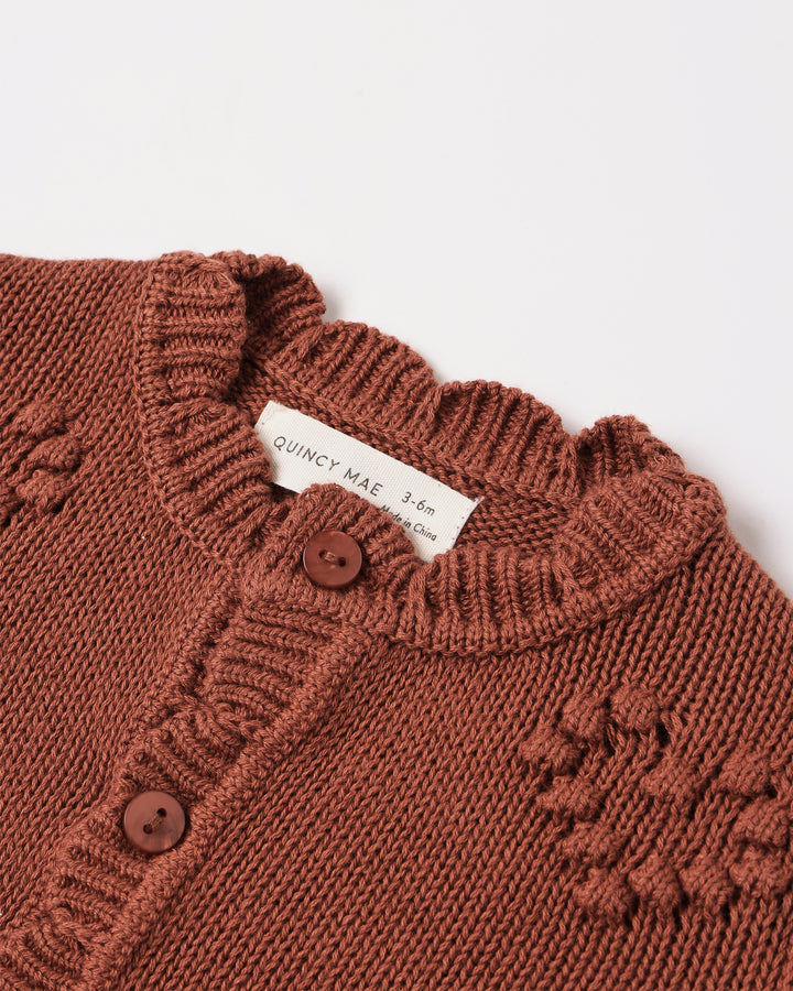 Quincy Mae Knit Cardigan || Red