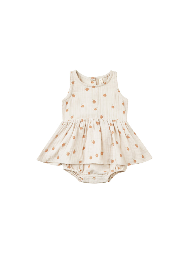 Quincy Mae skirted tank romper || oranges