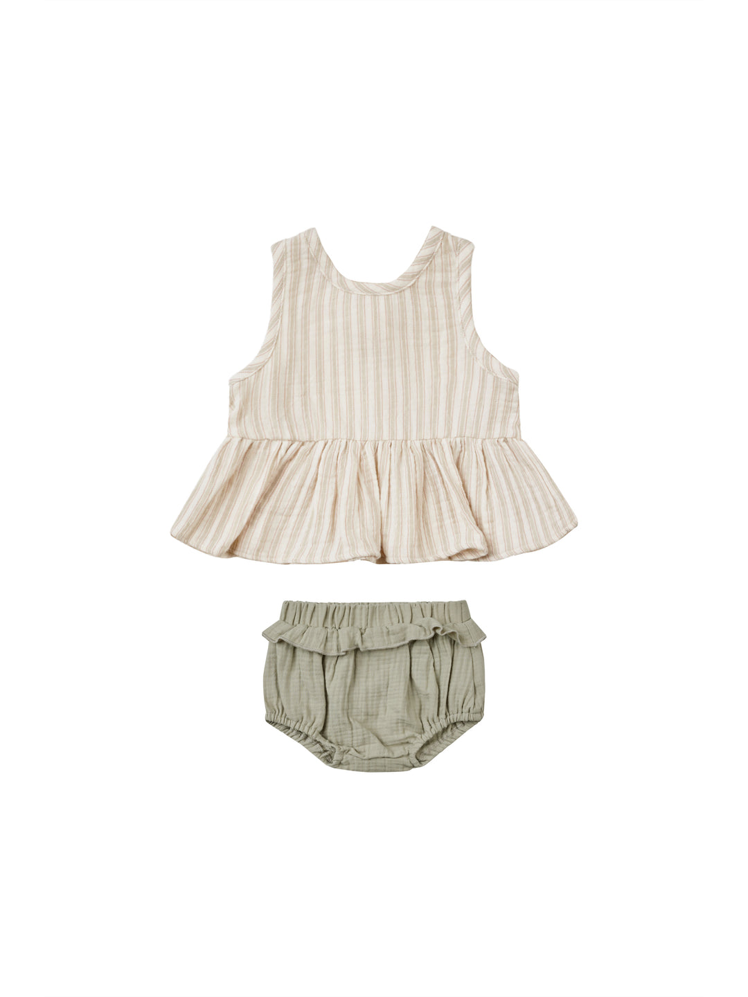 Quincy Mae sleeveless peplum set || vintage stripe