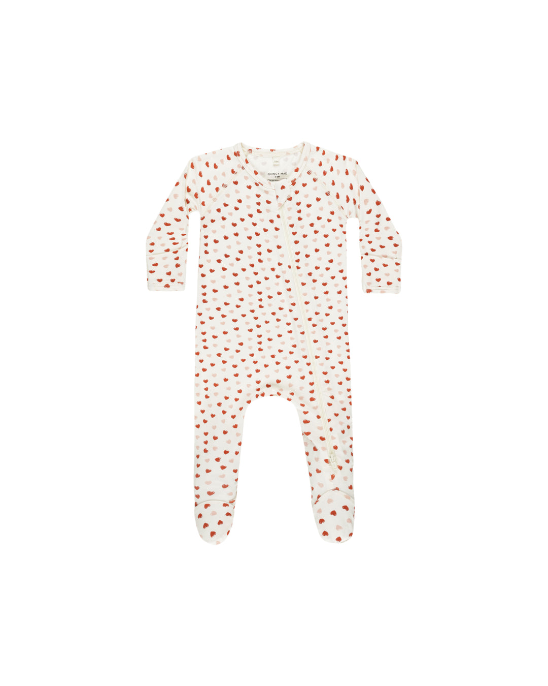 Quincy Mae Bamboo Zip Footie || Valentines