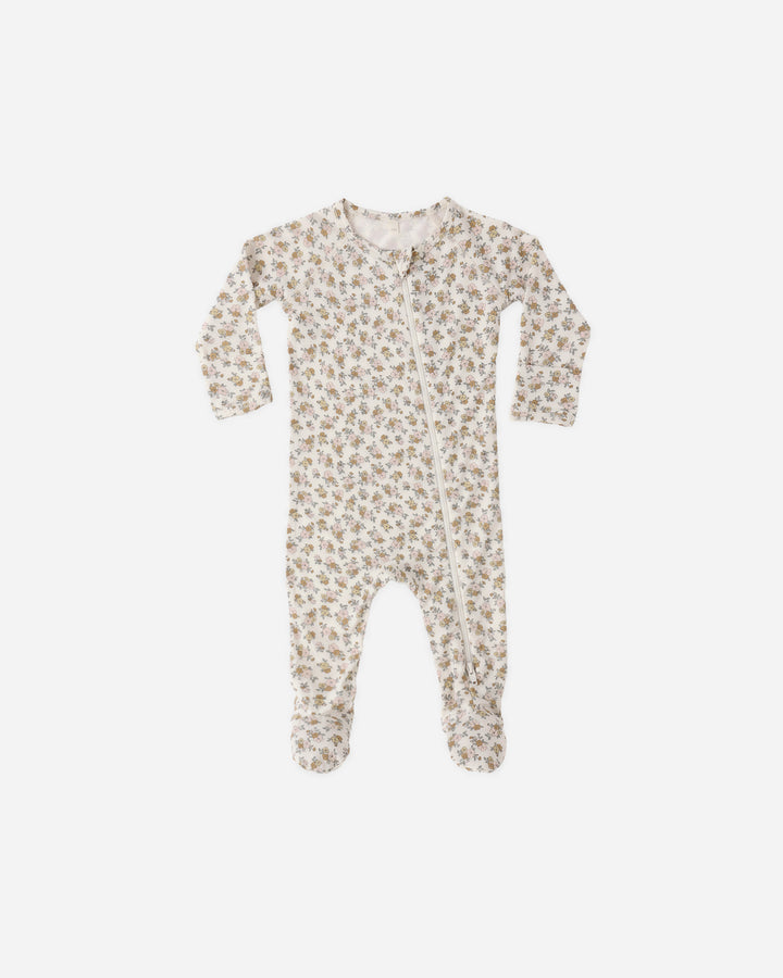 Quincy Mae Bamboo Zip Footie || Wildflower